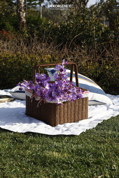 Dekorsende Yapay Kiraz Çiçeği Dalı Mor 65 cm