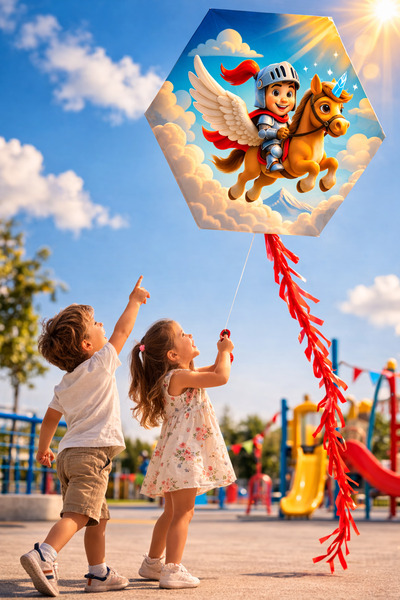 hak-iş oyuncak Atlı Prens Desenli Çıtalı Uçurtma