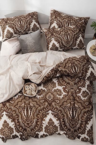 İQON Shall Brown Single Elastic Duvet Cover Set