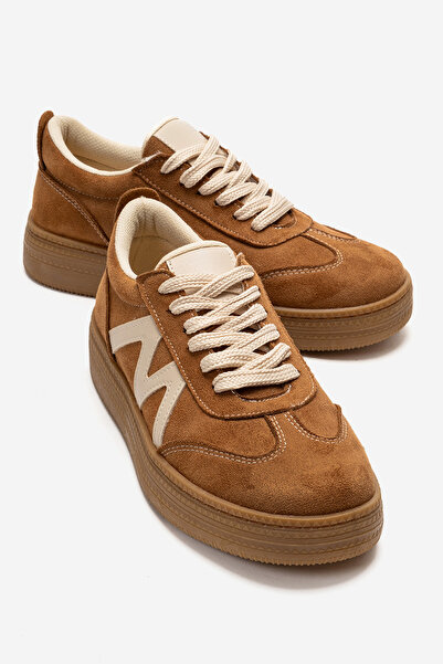 Lizy Shoes Γυναικεία Tan Suede Casual Sneakers – Άνετα Παπούτσια με Λαστιχένι...