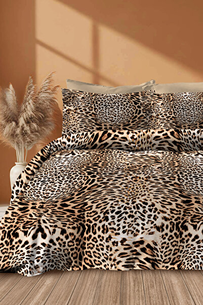 MonoHome طقم غطاء لحاف مزدوج على شكل نمر، تصميم خاص من الساتان القطني المنسوج...