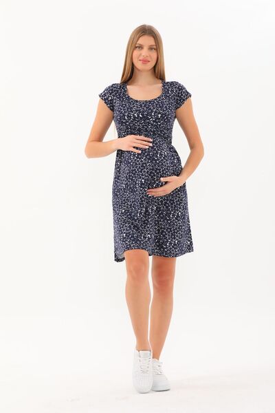 MEGHAN L.A Κοντομάνικο φόρεμα εγκυμοσύνης & εγκυμοσύνης με λειτουργία πιπίλας