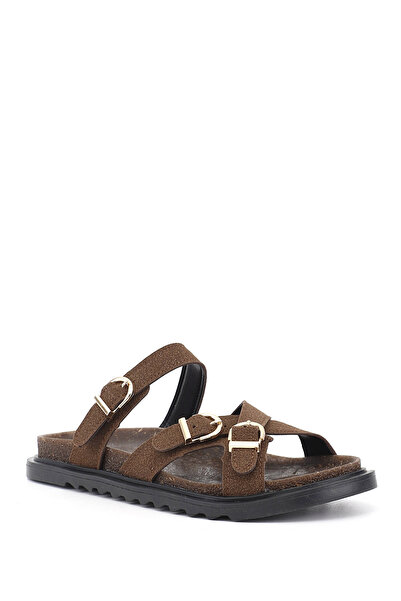 GÖNDERİ(R) Γυναικείο καφέ Σουέτ Με αγκράφα Καθημερινό Παντόφλες