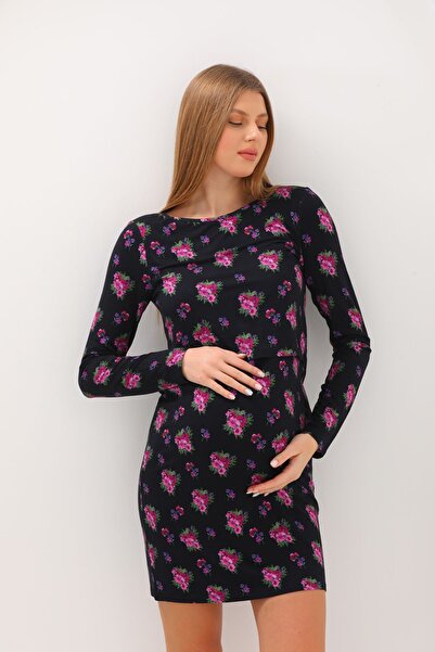 MEGHAN L.A Çiçek Desenli Hamile & Lohusa Emzirme Özellikli Elbise