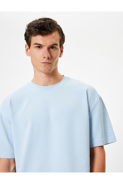 Koton T-shirt με υφή από βαμβακερό κοντό μανίκι με λαιμόκοψη