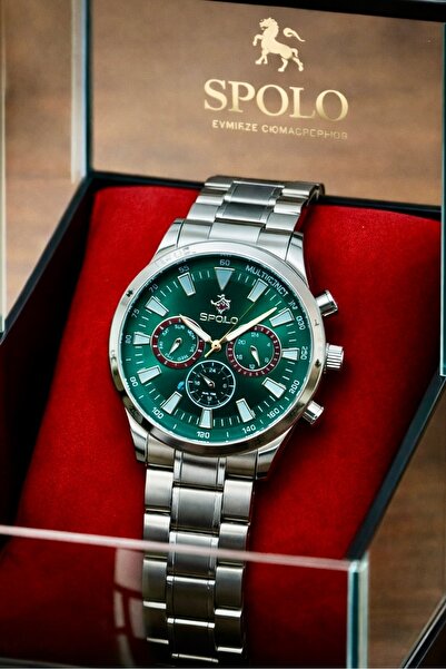 S.POLO Gümüş Renk Özel Tasarım Şık Model Erkek Kol Saati Bileklik Hediyeli