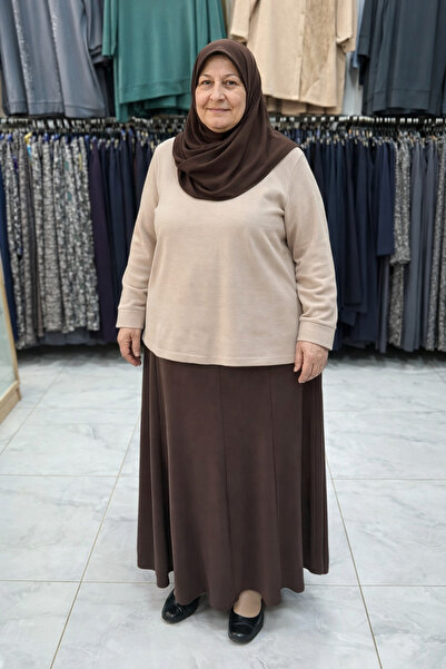 DULE Kumaş Astarlı Balık Etek(kahverengi)