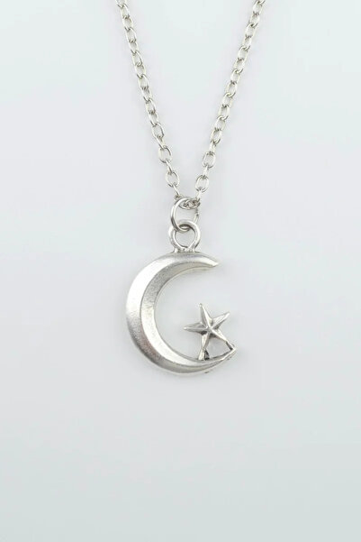 ıdr Ay Yıldız Gümüş Kaplama Düz Zincir Kolye