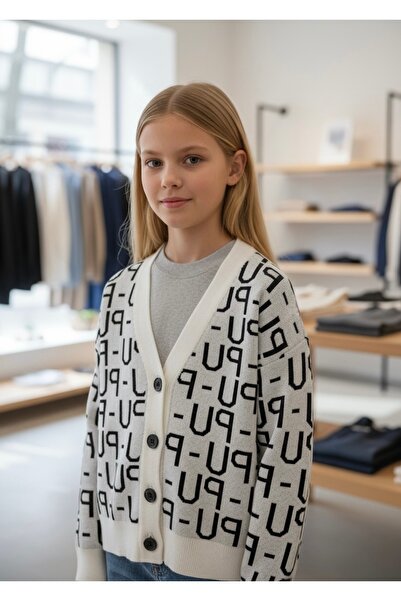 Minimoda Kids Girl's up Written Knitwear Cardigan
