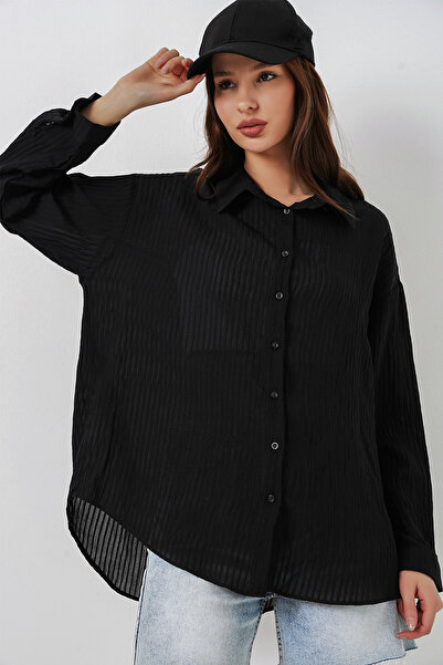 Bigdart Γυναικείο Μακρύ Πουκάμισο Oversize 20320 - Μαύρο