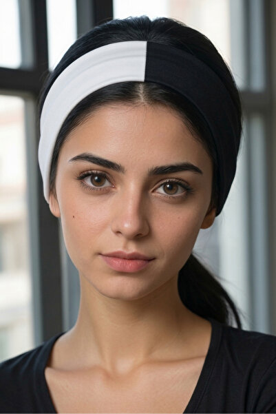 Mrey Bandana subțire alb-negru ușor elastic bumbac într-un pachet, bandană pe...