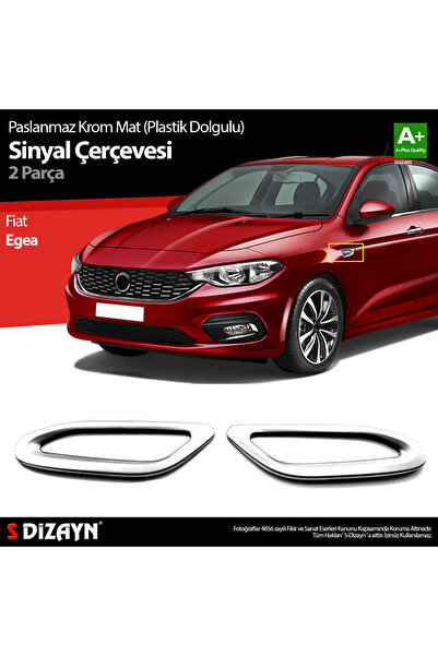 S Dizayn S-Dizayn Fiat Egea (Mat Krom) Sinyal Çerçevesi 2 Prç. ABS Plastik Do...