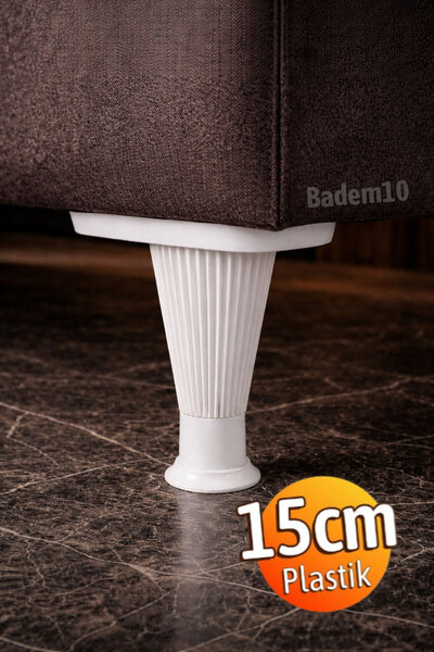 Badem10 Mobilya Kanepe Puf Sehpa Koltuk Ayağı 15 Cm Beyaz Baza Ayakları