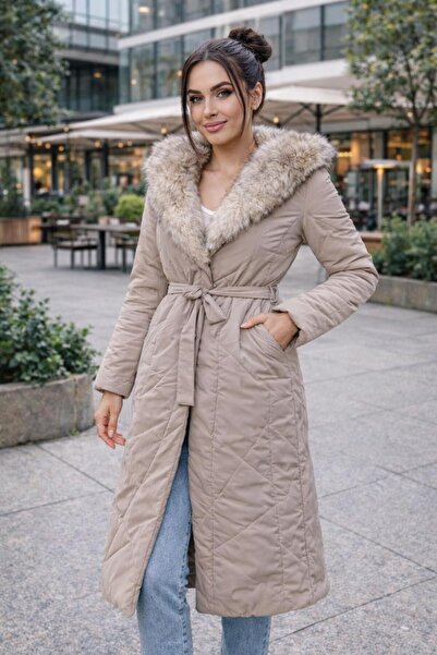 Divin store Geaca lunga bej fas impermeabil Daria