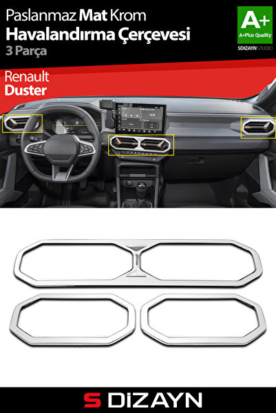 S Dizayn S-Dizayn Renault Duster Krom Havalandırma Çerçevesi 3 Prç. 2024 Üzer...