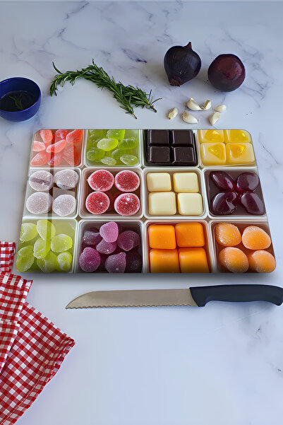 kutuTR Colorful Confectionery Themed Tempered Glass Cutting Board 21X30 cm Si...
