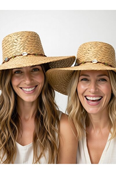 BY SCK قبعة نسائية من القش للشاطئ صيفية ذات جودة عالية - قابلة للطي - قابلة ل...