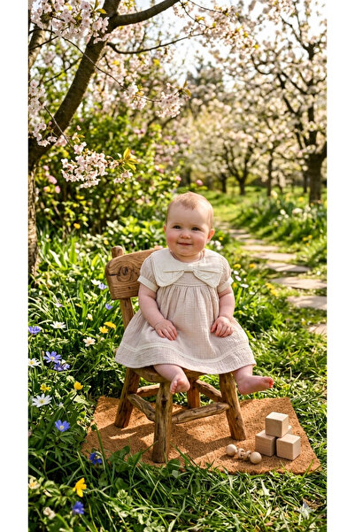 PURE BABY NATURA Muslin Fabric Baby - Girl Patterned Dress
