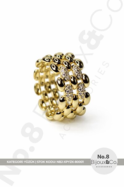 No.8 Bijoux&Co. Accessories Xuping Altın Renk Zirkon Taşlı Çok Sıralı Zincir ...