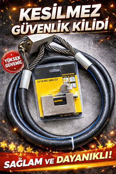 PADRİ Motosiklet 10 mm Kesilmez Çelik Halat – 1,5 Metre Motorsiklet Zincir Ki...