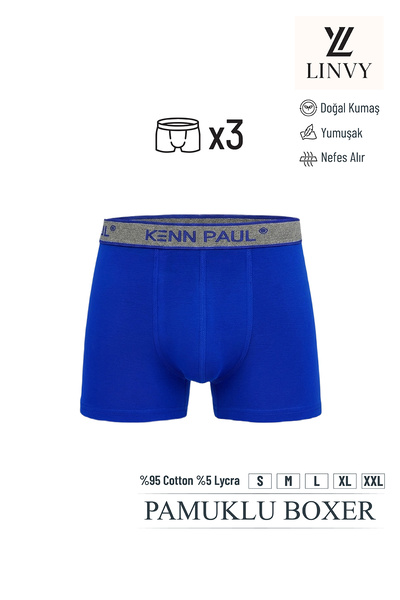 Erkek Pamuklu Boxer Nefes Alan, Yumuşak, Esnek ve Günlük Konfor Sunan İç Giyim 3'lü paket