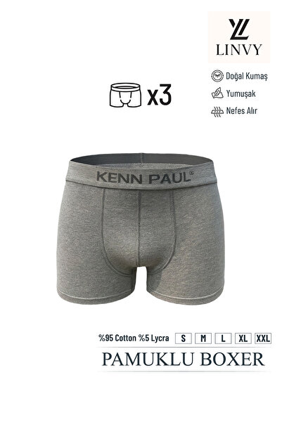 KENN PAUL Erkek Pamuklu Boxer Nefes Alan, Yumuşak, Esnek ve Günlük Konfor Sun...