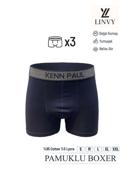 KENN PAUL Erkek Pamuklu Boxer Nefes Alan, Yumuşak, Esnek ve Günlük Konfor Sun...