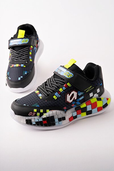 MUGGO Block Colorful Block Sole Velcro and Lace-Up Children's Sneakers Sports...