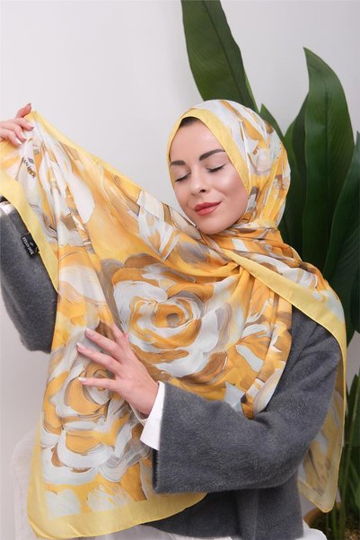 49eyşanipek شال ناعم رقمي منقوش بالأكريليك بنقوش زهرية