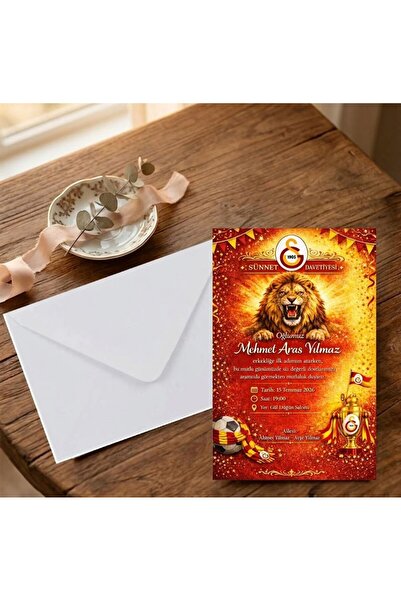 Heaven Galatasaray SK Temalı Sünnet Davetiyesi –100 Adet (baskı dahil) beyaz ...