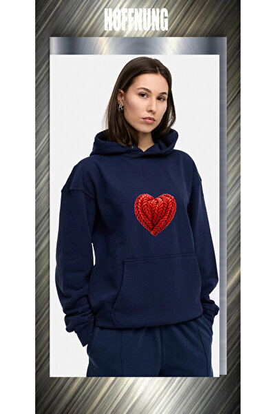 HOFFNUNG unisex Βαμβάκι lu oversized Μπάσκετ Κόκκινη Καρδιά με τύπωμα με κουκ...