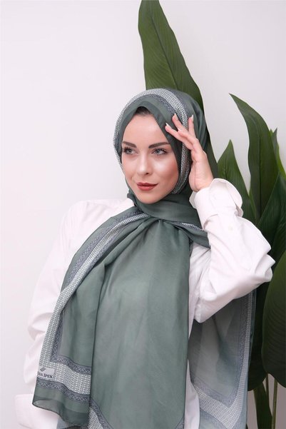 49eyşanipek Border Touch Patterned Digital Soft Shawl