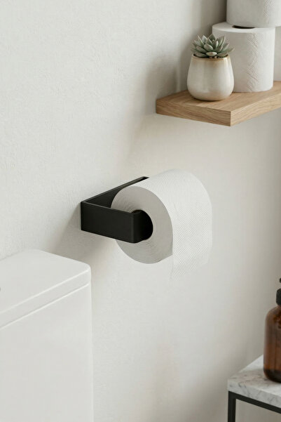 wiesmann Mat Siyah Wc Kağıtlık Modern Yapışkanlı Tuvalet Kağıtlık 019