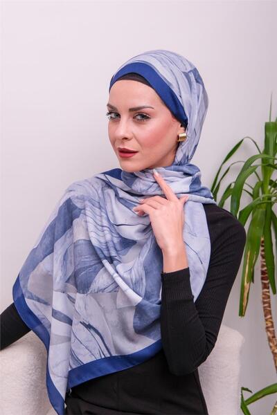 49eyşanipek Majestic Leaf Patterned Digital Soft Shawl