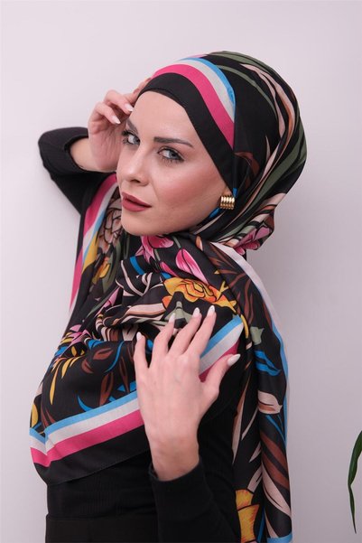49eyşanipek Vibrant Floral Patterned Digital Soft Shawl