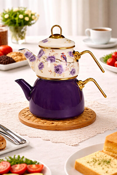 PR HOME نموذج إبريق الشاي الصغير المطلي بالمينا من Fiorella