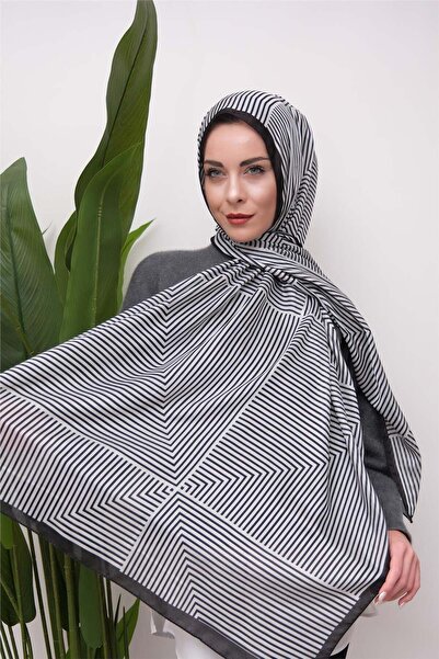 49eyşanipek Linear Patterned Digital Soft Shawl