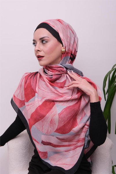 49eyşanipek Majestic Leaf Patterned Digital Soft Shawl