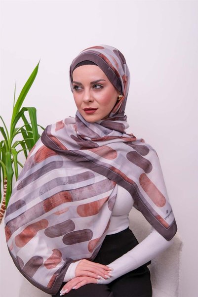 49eyşanipek Flowgrid Patterned Digital Soft Shawl