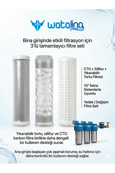 watalina Bina Girişi 10" Filtrasyon Sistemi 3'lü Yedek Filtre
