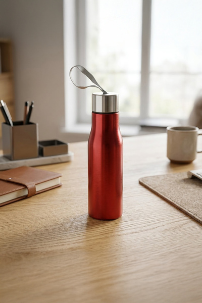 Vadi زجاجة مياه ستانلس ستيل لون أحمر 600 مل