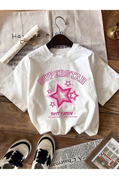 LELVANİ Pink Women Yazi Printed Tshirt