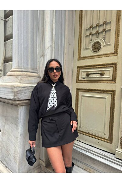 By BAYANA Oversized Women's Shirt with Removable Scarf