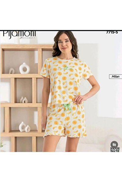 GAMZELİRENKLERİM Pi̇amoni̇ Tropi̇kal Des Patterned Rtlu Short Sleeved Pajama ...