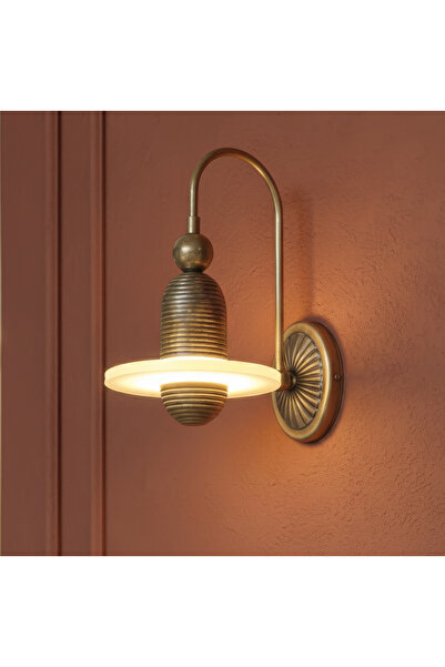 Antik Pirinç Eskitme Modern Duvar Apliği Pleksi Difüzörlü Dekoratif Aydınlatma