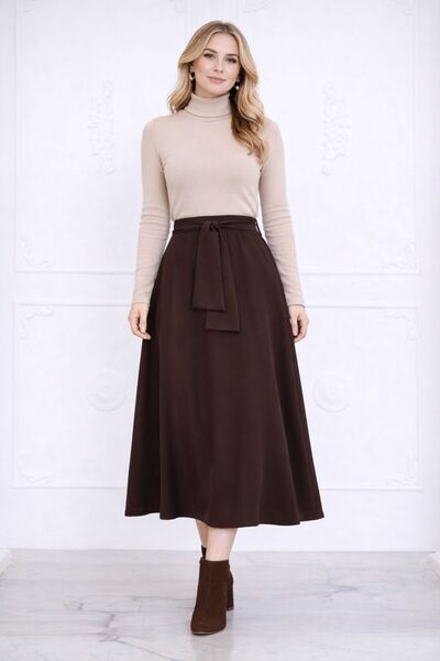MAY MARA Women's Crepe Skirt with Elastic Detail on the Back