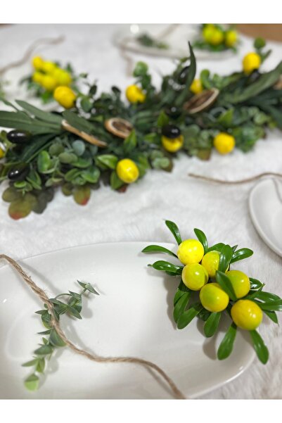 Marrone Limonlu Özel Tasarım Set 40 Cm Garland 4 Adet Limonlu Tabak