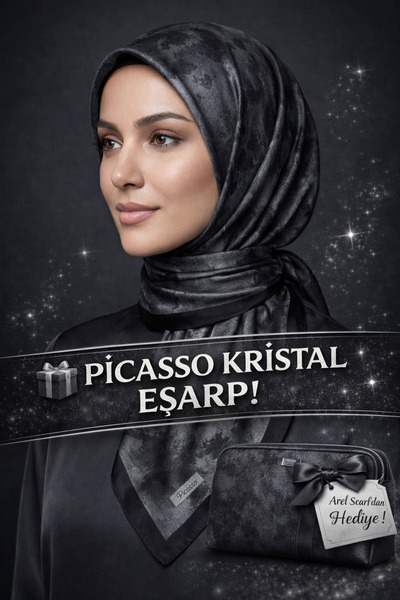 Picasso حرير وشاح كريستالي أسود ورمادي اللون - تصميم أنيق من التويل مقاس 90x90