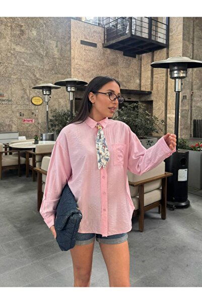 By BAYANA Oversized Women's Shirt with Removable Scarf