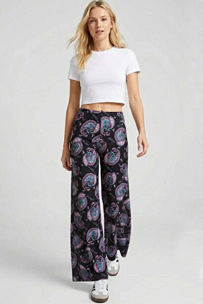 COTENCONCEPT Comfortable Fit High Waist Wide-Leg Viscose Mix Women's Trousers